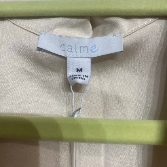 Johnny Was Calme Cream Satin Collared Blouse Sz M NWT - Picture 5 of 14